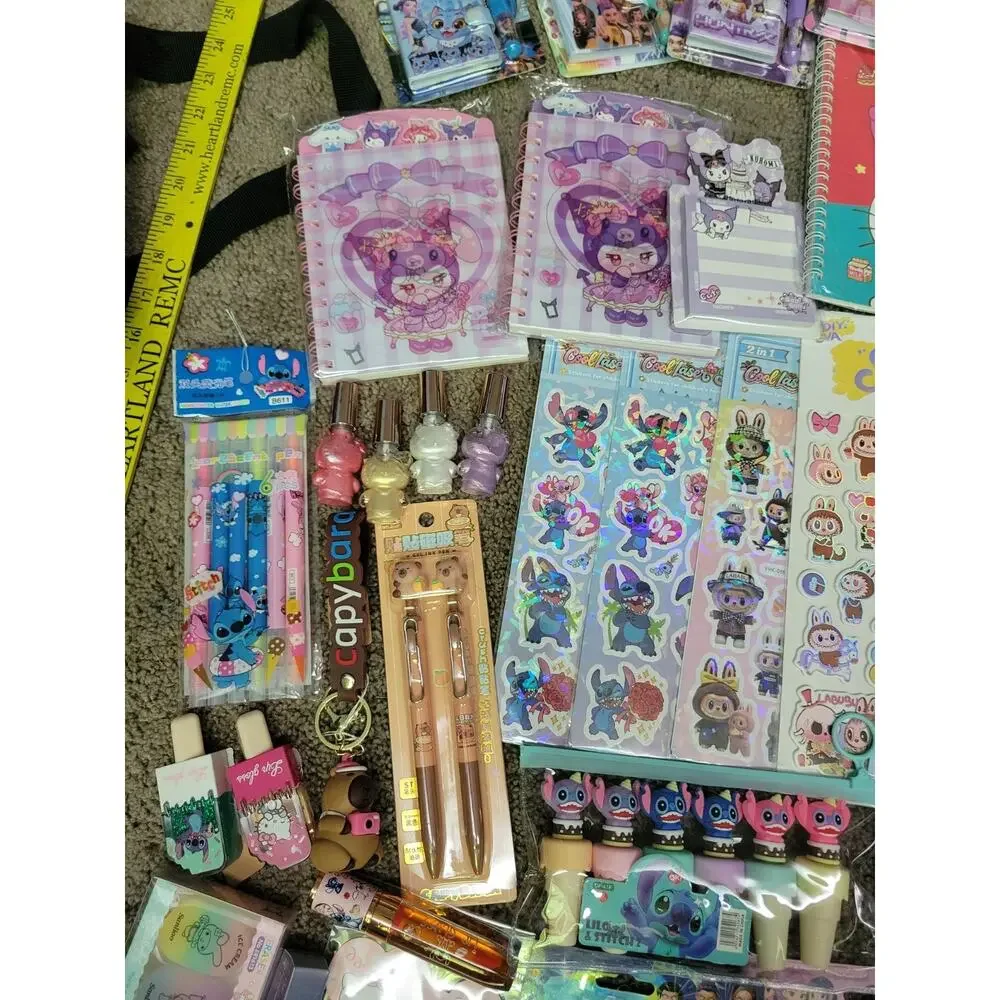 GIGANTIC!!! Sanrio Disney Stationery Set Kuromi My Melody Stitch 70 New Kpop